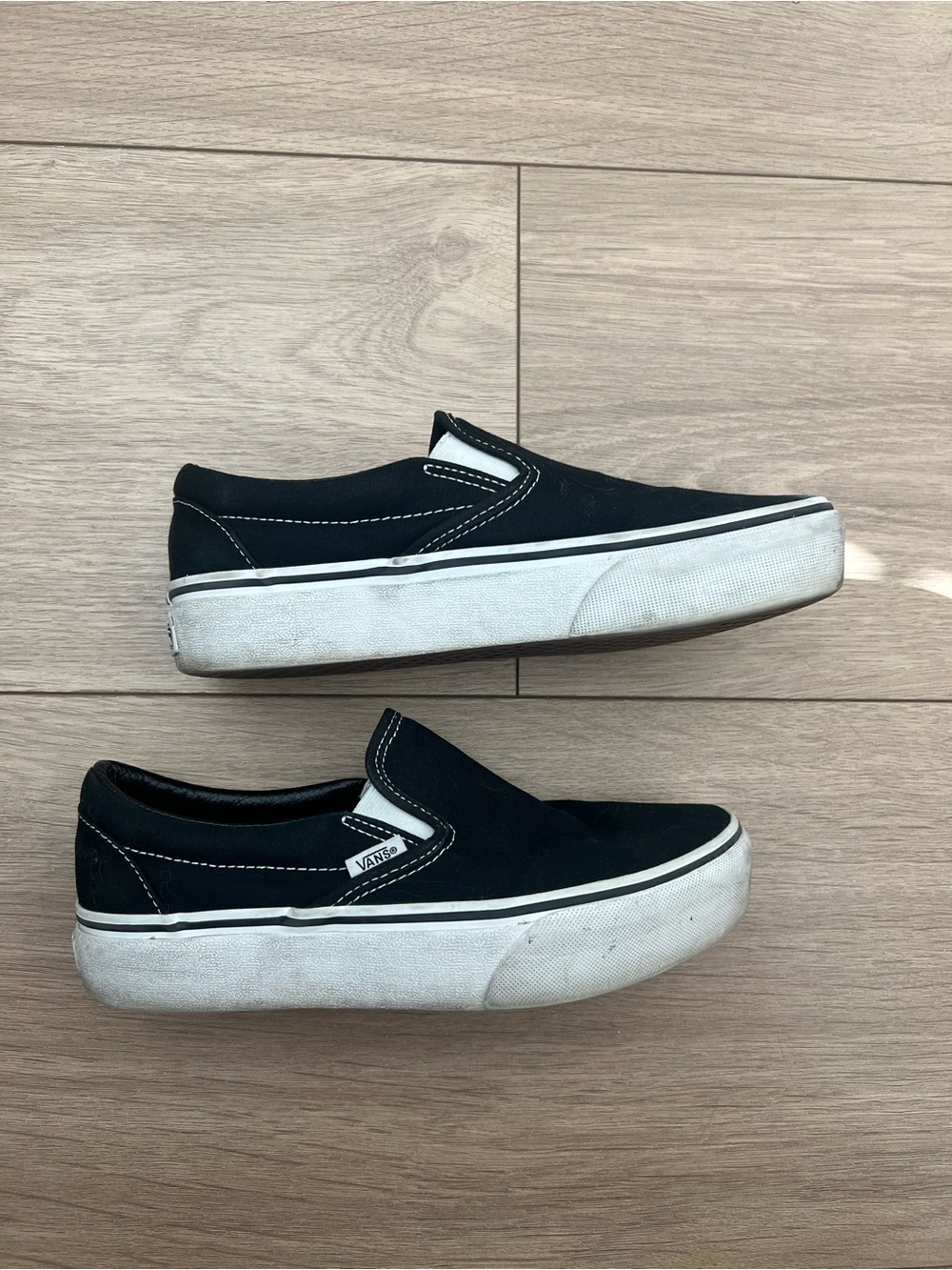 Vans Classic Slip-On Sneakers in Black & White Platforms